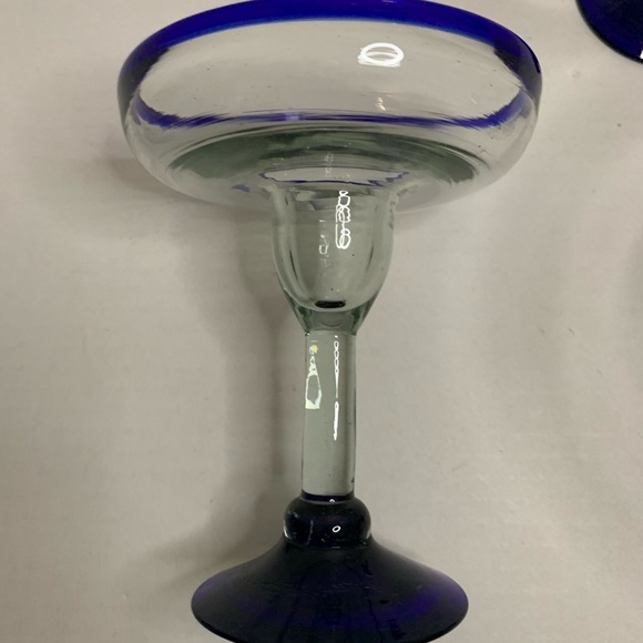 Blue Rimmed Glass Margarita Set - Picture 5 of 9
